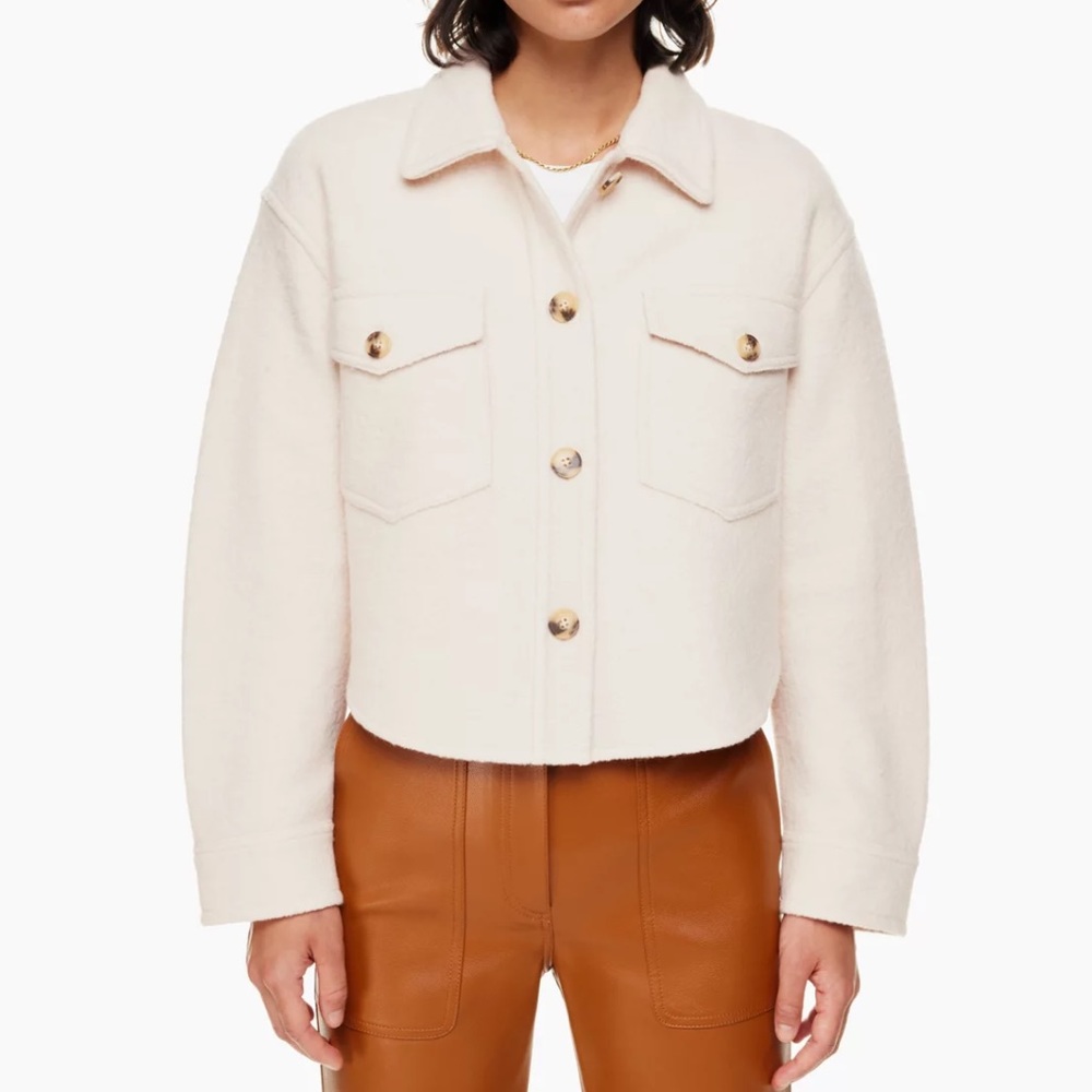 Wilfred Free Ganna Cropped Shirt Jacket in Heather Bone